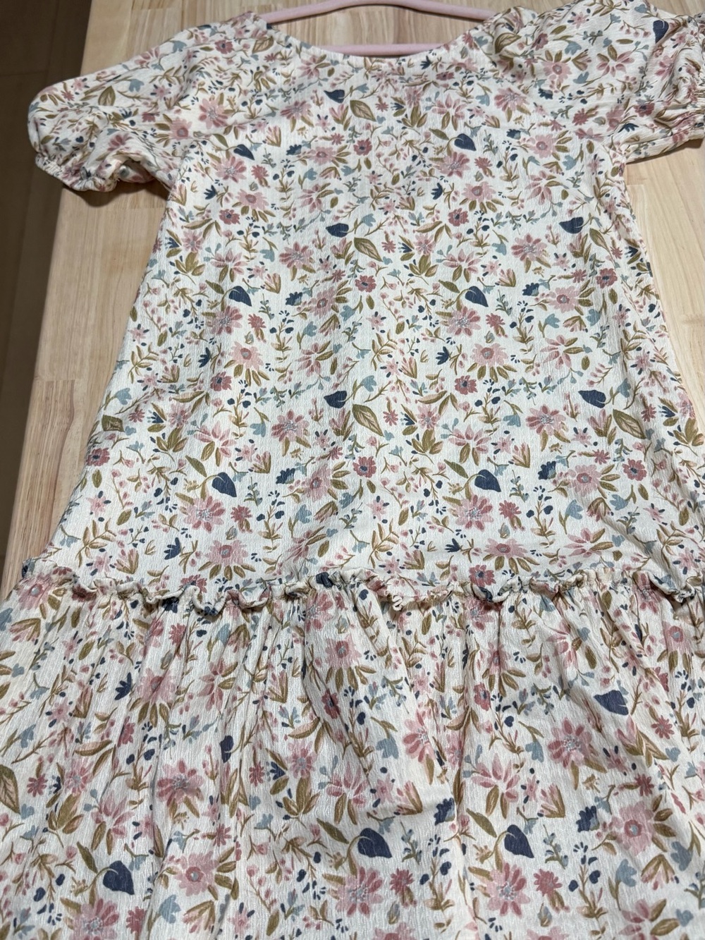 Mango Kids Floral Ruffle Dress in Pink, Cream & Blue